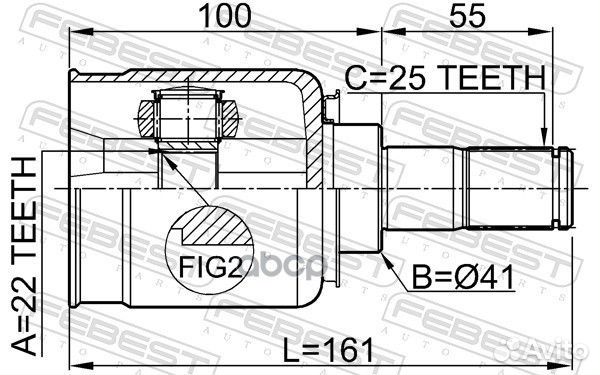 Шрус внутренний 22x41x25 (KIA ceed 2006) febes
