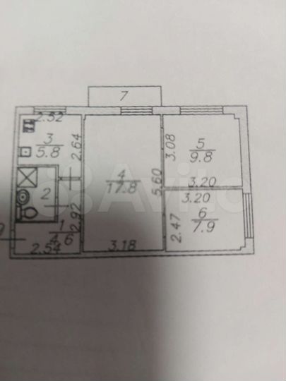 3-к. квартира, 50 м², 3/5 эт.