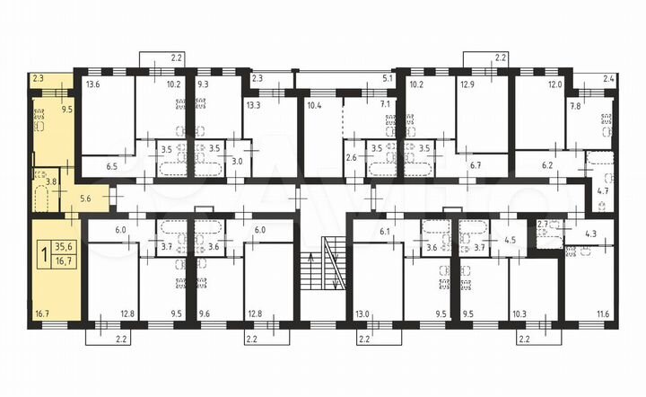 1-к. квартира, 35,6 м², 3/4 эт.