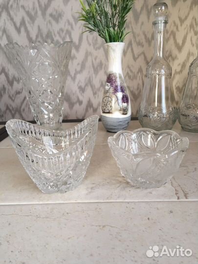 Вазы/ салатники, конфетницы, рюмки, подсвечник, др