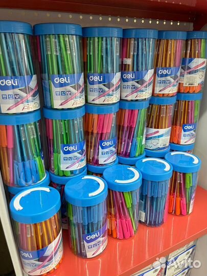 Ручка шариковая синяя Deli Arrow упаковка - 50шт