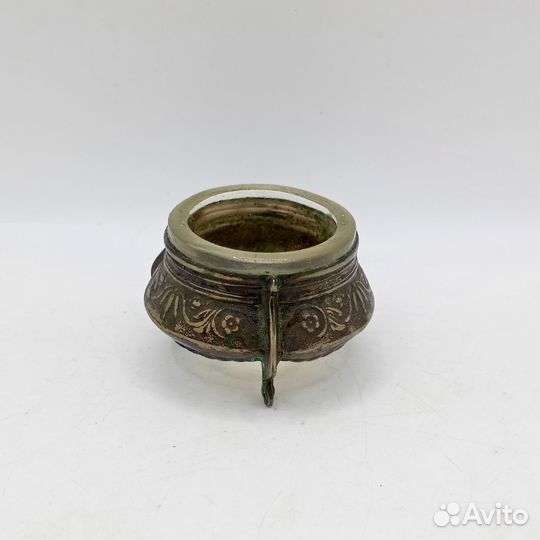 Солонка Горчичница Мельхиор Стекло СССР Ретро