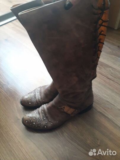 Кожаные сапоги, 40р