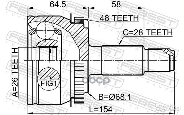 ШРУС наружный 26X68.1X28 3010F7A48 Febest