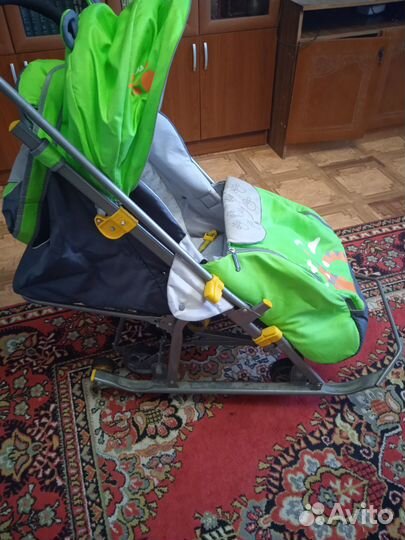 Детские санки коляска с колесами