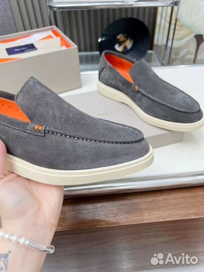 Слипоны замшевые Santoni