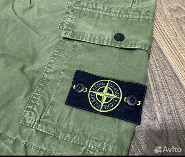 Шорты Stone island карго зелёные 33р