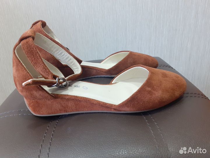 Балетки на танкетке,37 р-р натуральная замша