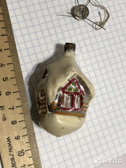 Новогодняя елочная игрушка домик времен СССР