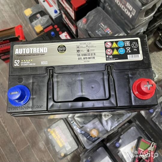 Аккумулятор 52Ah 450A на Хонда и правый руль