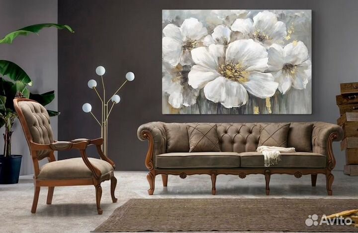 Картина маслом холст Великолепные Цветы Камелии