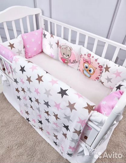 Бортики в кроватку с одеялом