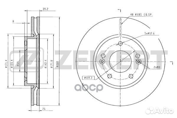 Диск торм. перед. Hyundai Sonata V 05- Tucson