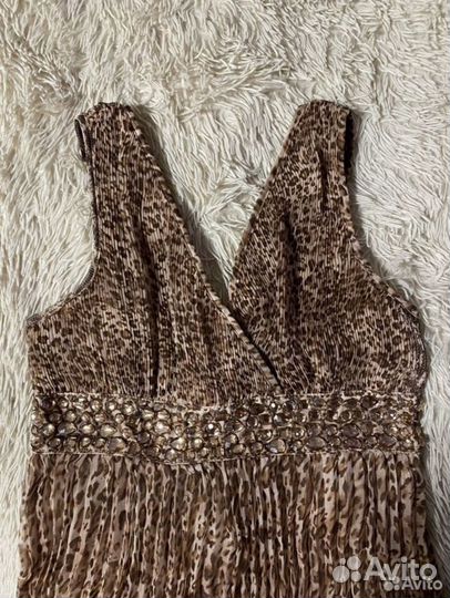 Летнее вечернее леопардовое платье в пол 48 размер