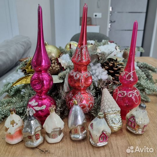 Ёлочные игрушки СССР: подвесные, домики и др