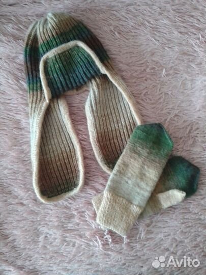 Шапка ушанка вязаная