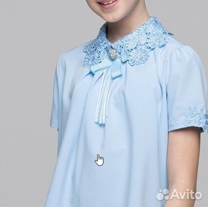 Блузка школьная голубая 140 р-р для девочки