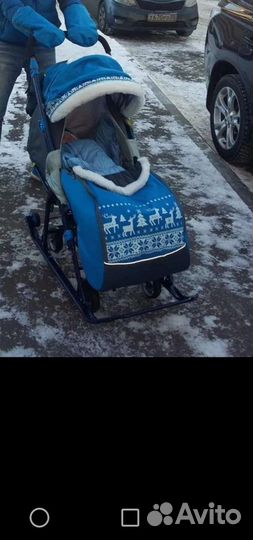 Детские санки коляска с колесами