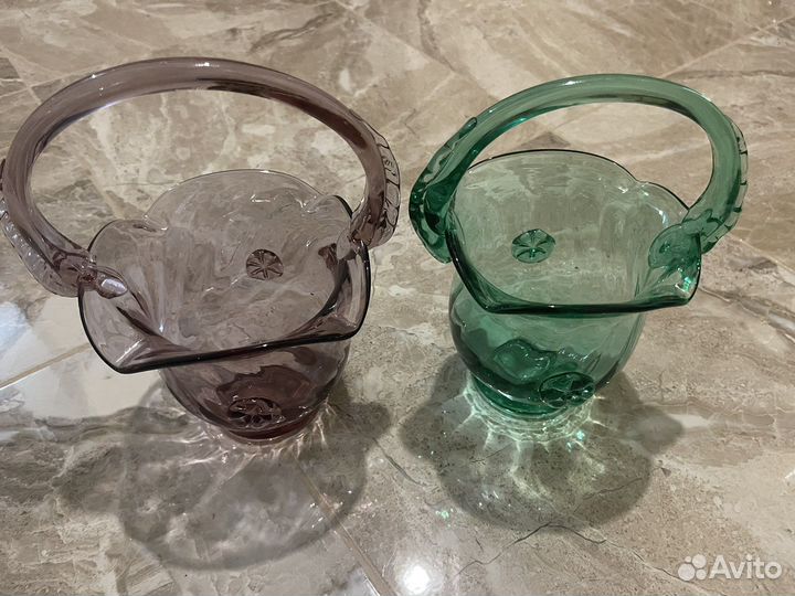 Конфетница цветное стекло СССР