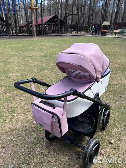 Коляска adamex 3 в 1 пудровый цвет