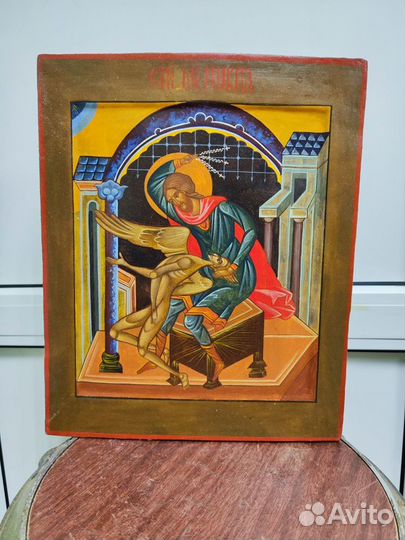Икона старинная Св Никита (Бесогон) ковчег
