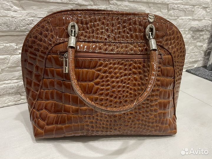 Сумка рыжая наьуральный лак Италия