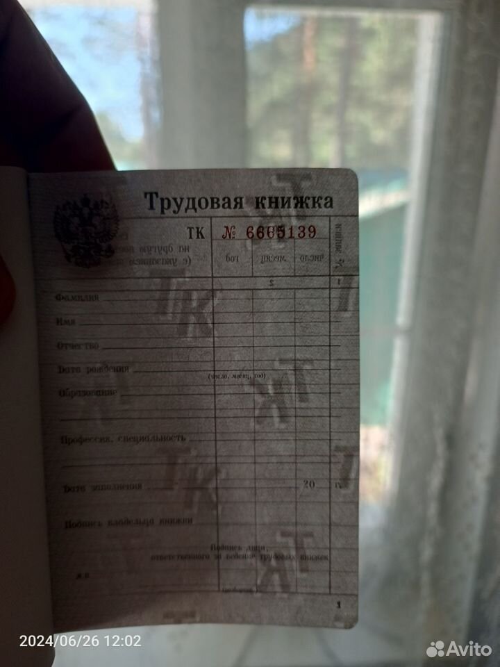 Трудовая книжка 2004,05,06