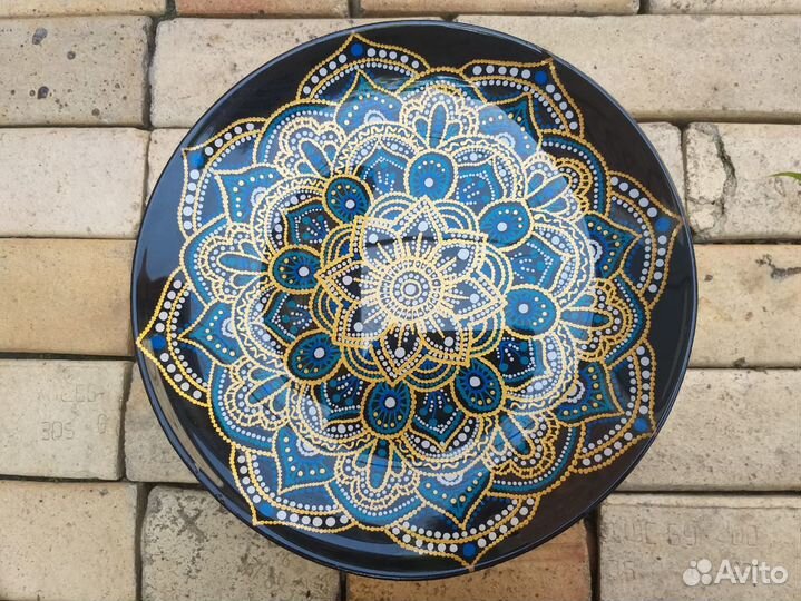 Тарелка ручная работа точечная роспись