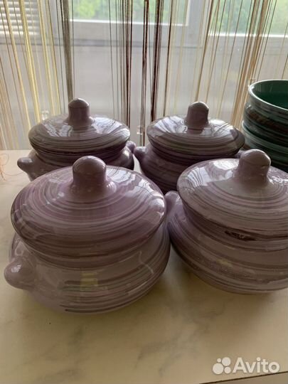 Керамические горшки для запекания набор 4 шт