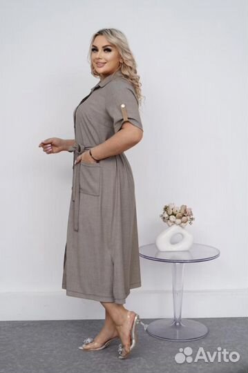 Платье женское из х/б ткани под джинсу 52,54,56