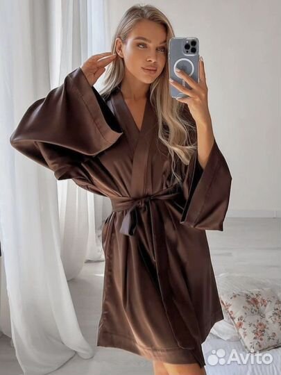 Халат домашний женский шелковый