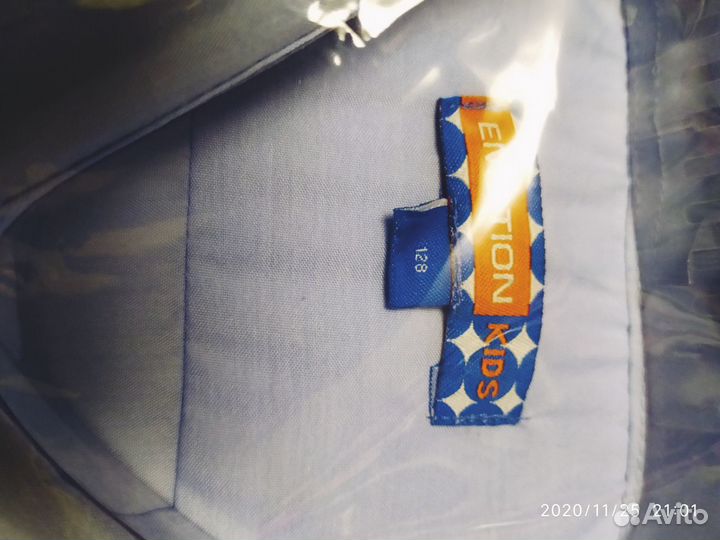 Голубая классическая рубашка р.128