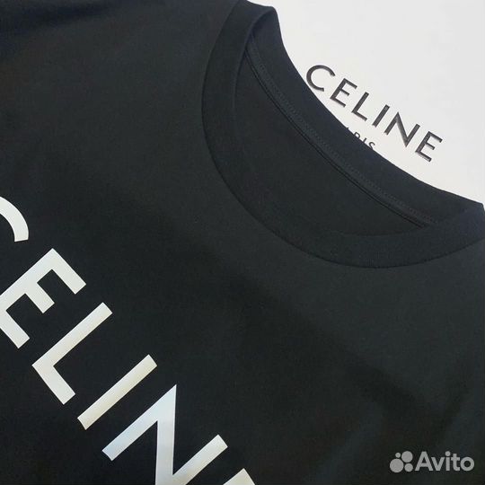 Черная футболка Celine женская