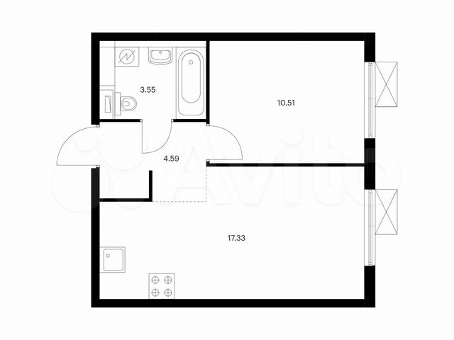 1-к. квартира, 36 м², 9/17 эт.