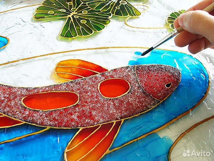 Панно. Ручная работа. Витражная роспись