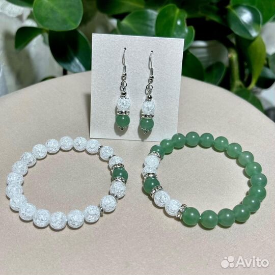 Браслеты чокер/колье серьги из натуральных камней