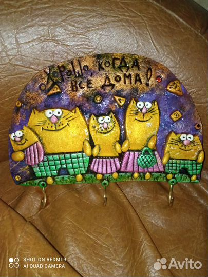 Семья котиков - авторская ключница