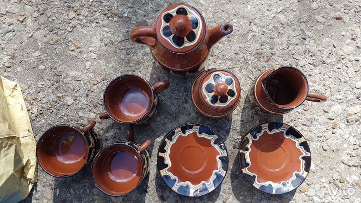 Кофейный глиняный сервиз