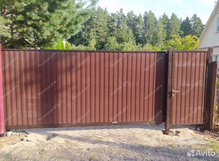 Ворота откатные 3D сетка