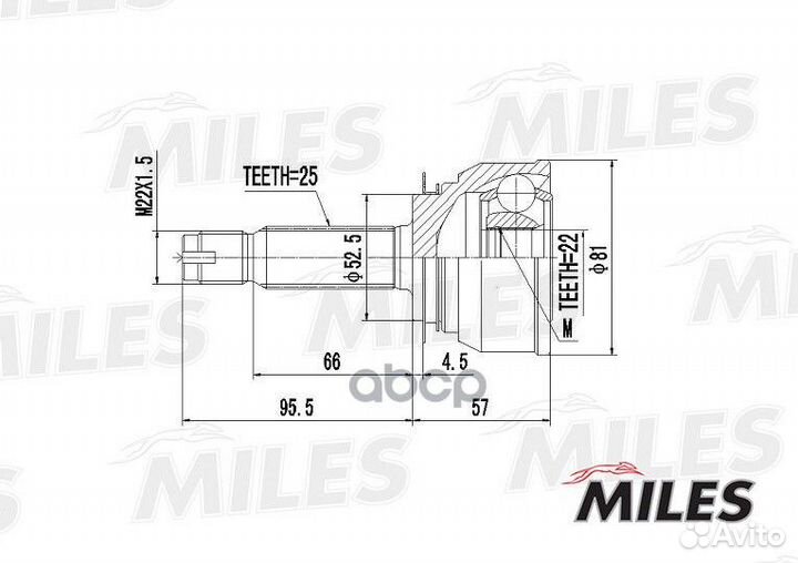 Шрус hyundai accent LC 1.3-1.5 00-10 нар. GA201
