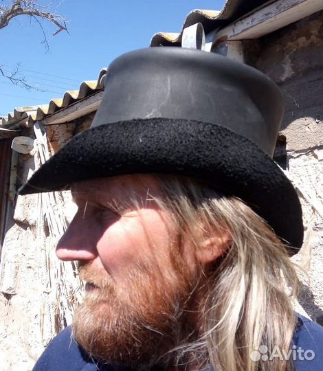 Шляпа цилиндр кожа