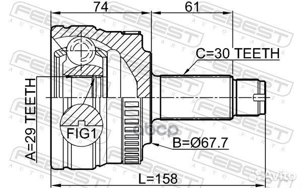 Шрус наружный задний 29x67.6x30 land rover Range