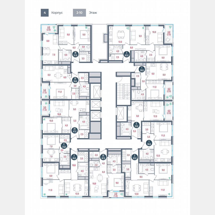 1-к. квартира, 42 м², 19/32 эт.