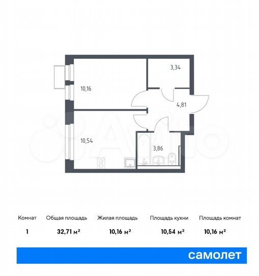 1-к. квартира, 32,7 м², 14/17 эт.