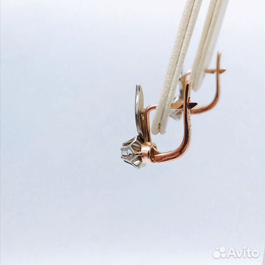 Советские золотые серьги с бриллиантами СССР