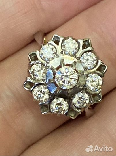 Золотое кольцо с бриллиантами 1,84 Карат