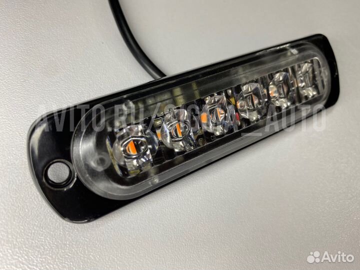 Маркерные фонари 6 LED,желтые,стробоскоп 12-24в