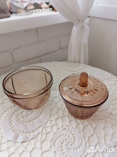 Карамельное стекло сахарница, варенница СССР