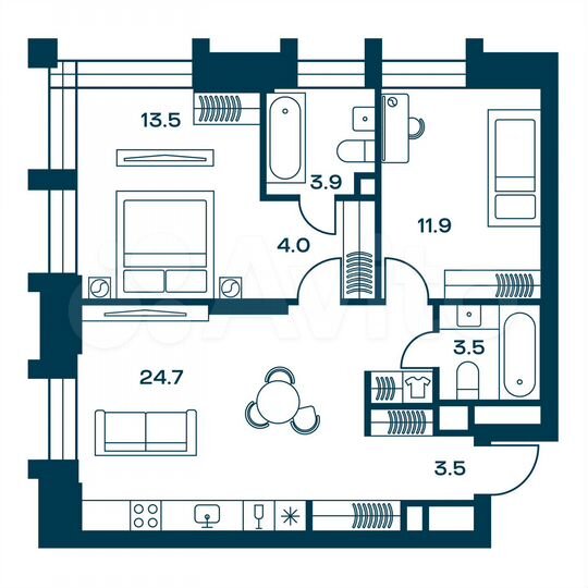 2-к. квартира, 65 м², 18/20 эт.