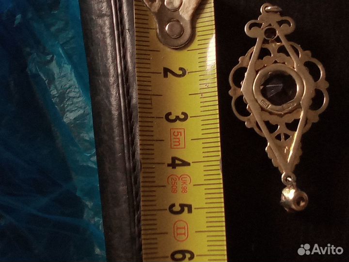 Антикварный серебряный кулон с хрусталем 875 проба